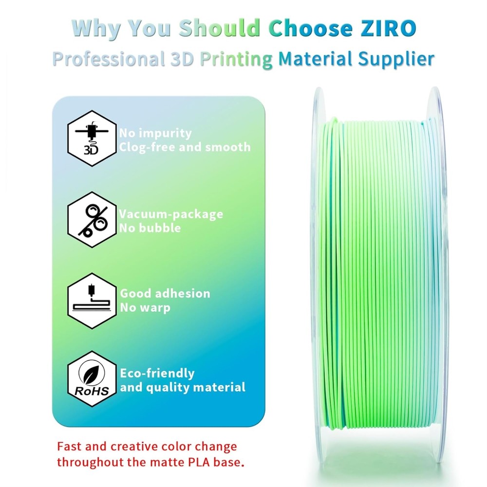 Ziro 3D Gradient Matte PLA 1.75mm 1kg, Ocean