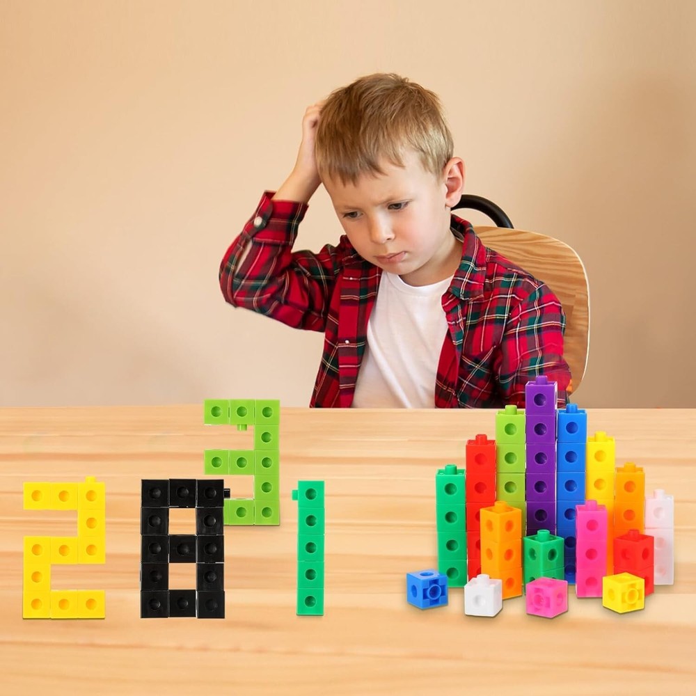 200PCS Math Linking Cubes, Connecting and Counting Snap Blocks for Early Lear...