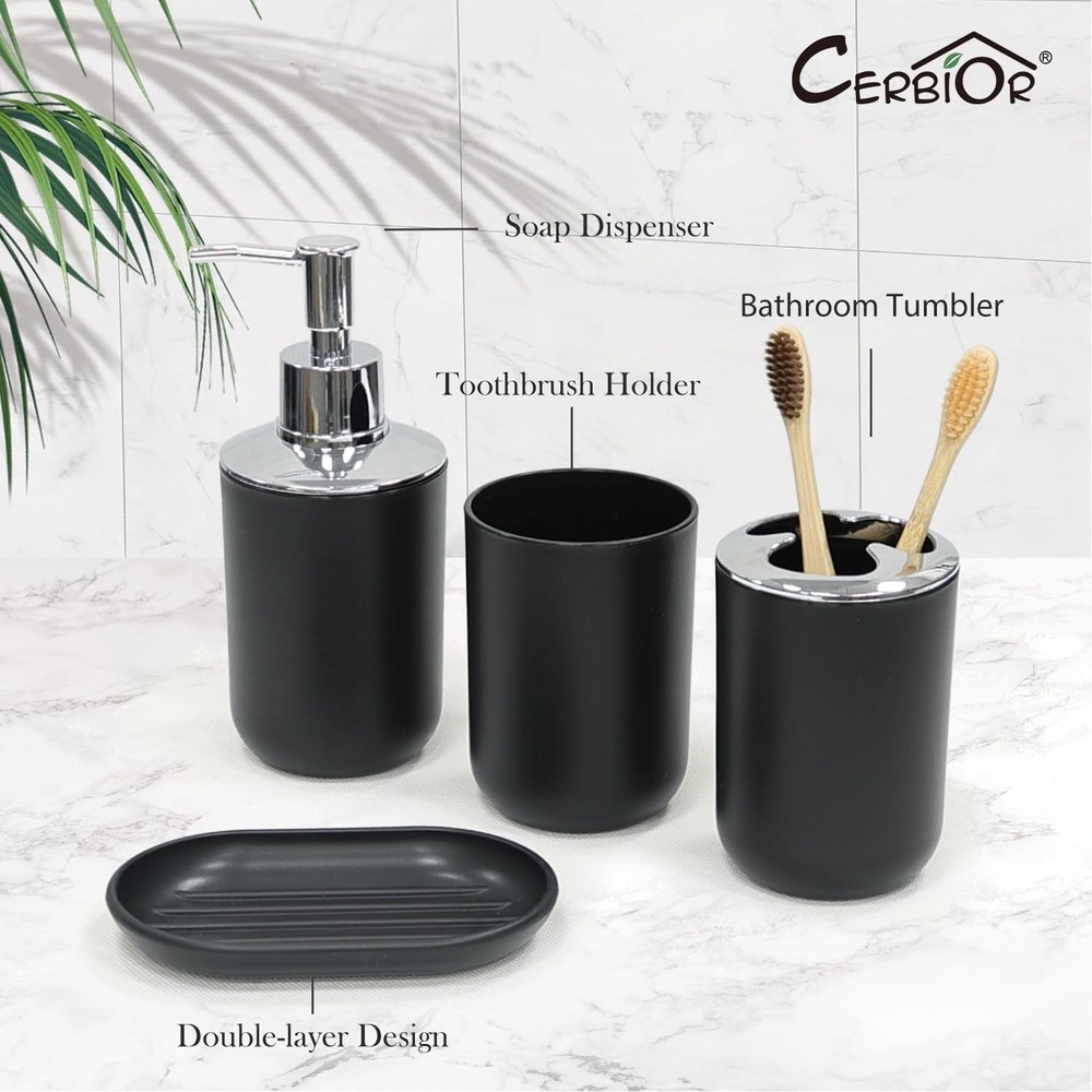 Bathroom Accessories Set 6 Piece Bath Ensemble Includes Soap Dispenser, Tooth...