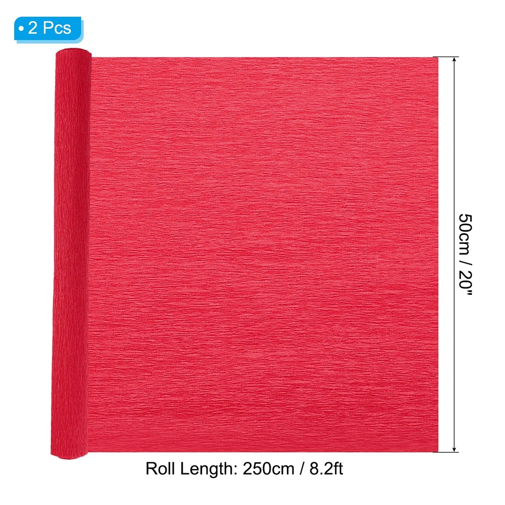 8.2ft Crepe Paper Roll, 2 Rolls 20" Width Paper Streamer Sheet, Red
