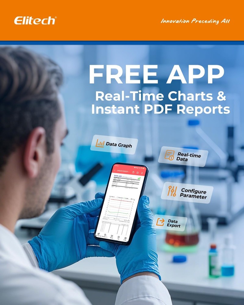 Bluetooth Hygrometer Thermometer Reusable Temperature Recorder Data Logger Te...