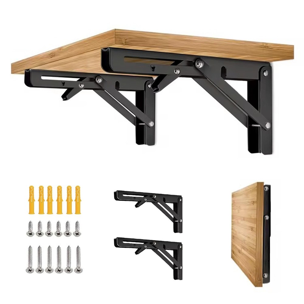 Folding Shelf Bracket 24 Inch 2PC Wall Mounted Collapsible Heavy Duty Foldabl...