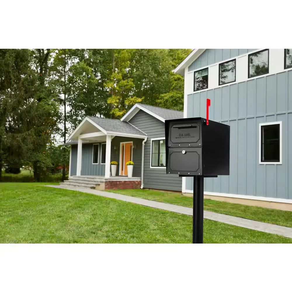 Post Mount Parcel Mailbox High Security Reinforced Lock Extra Large Steel