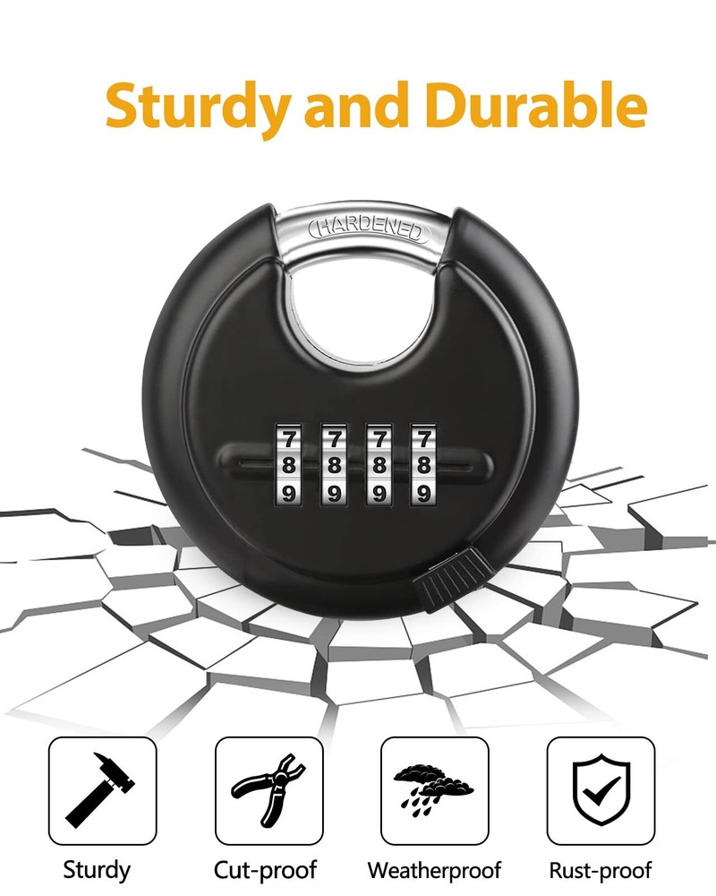 Combination Disc Padlocks For Outdoor Heavy Duty 4 Digit Code Lock Combo Discus