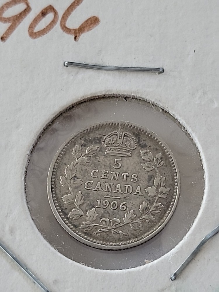 Canada 1906 5 Cents Silver Coin 1958