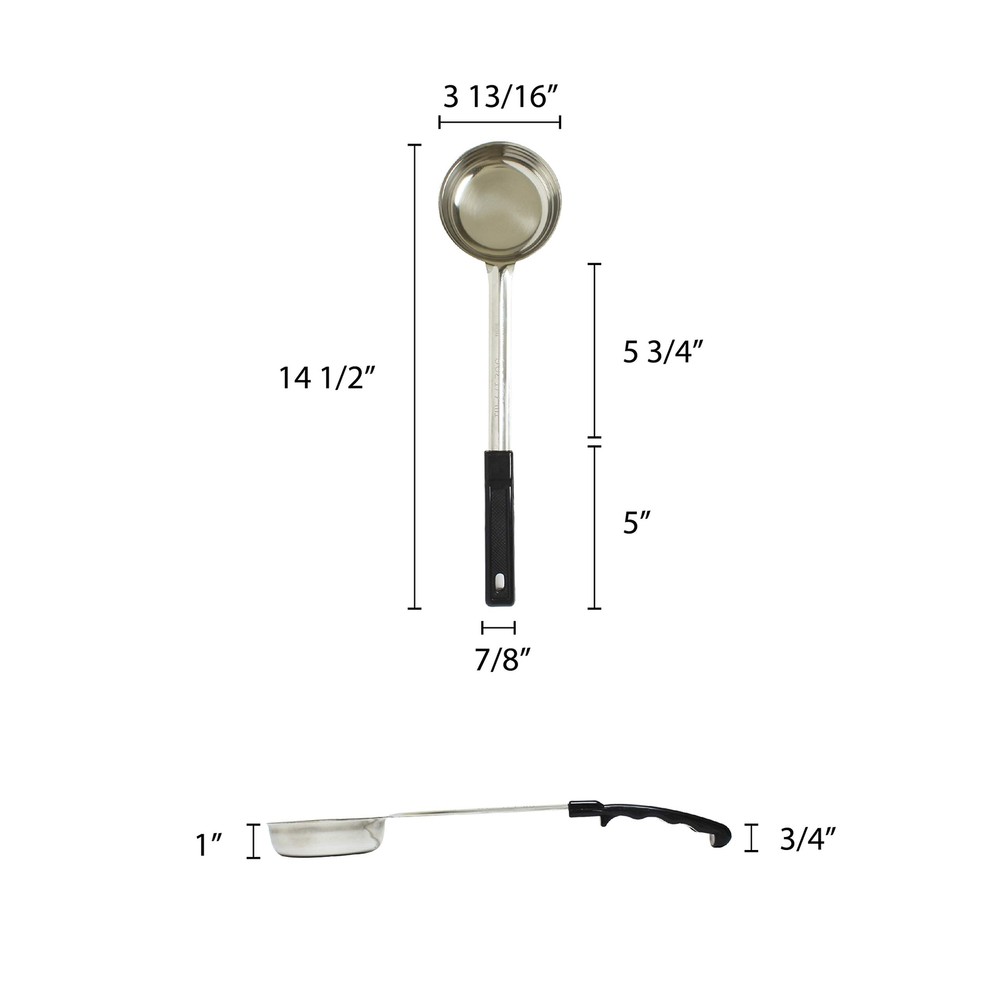 Solid Portion Controller 1-Piece Construction Ladles with Plastic Black Handl...