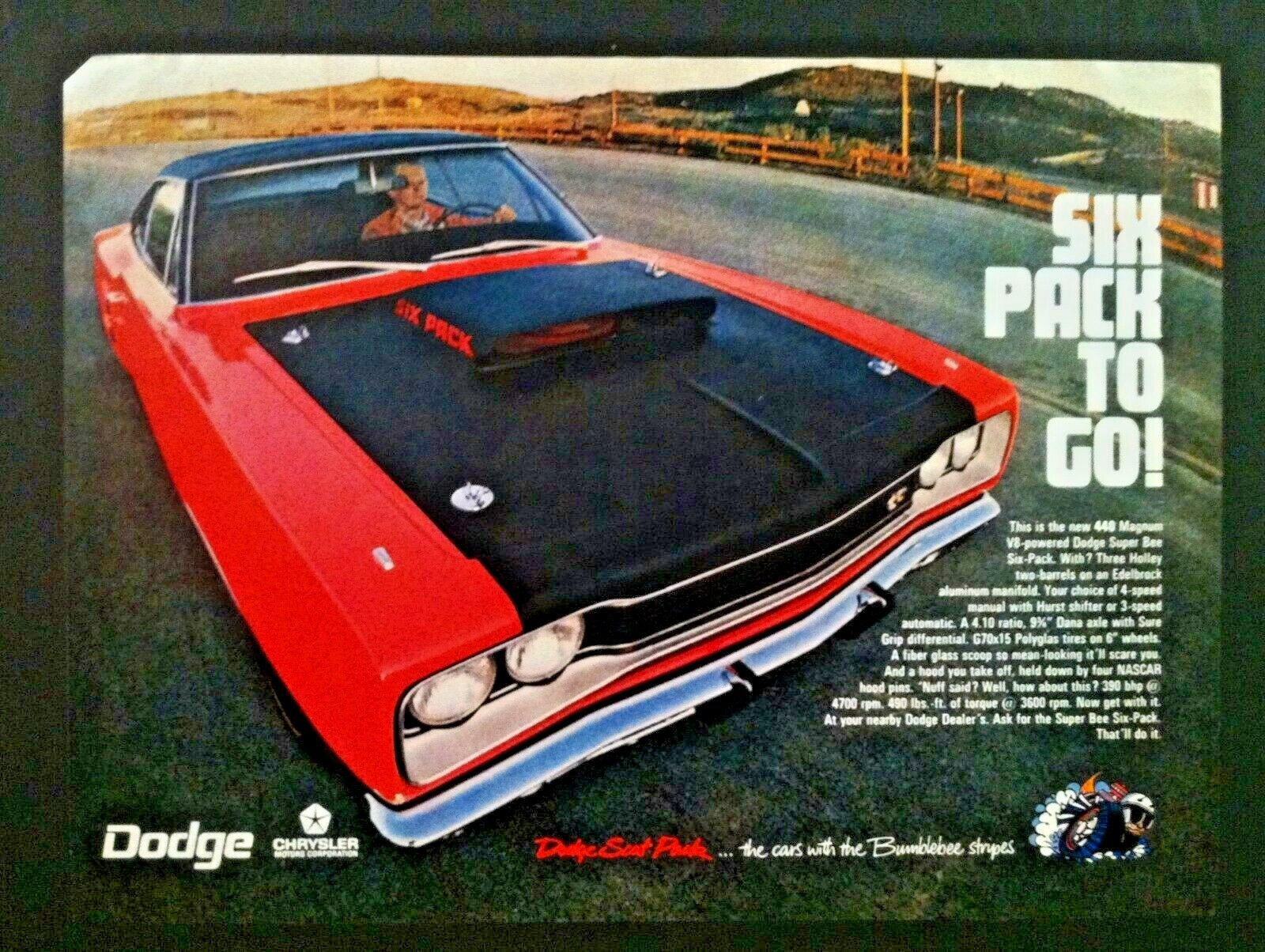 *Ready to Display*1969 Dodge Super Bee NHRA Coronet Six Pack*original* car ad c