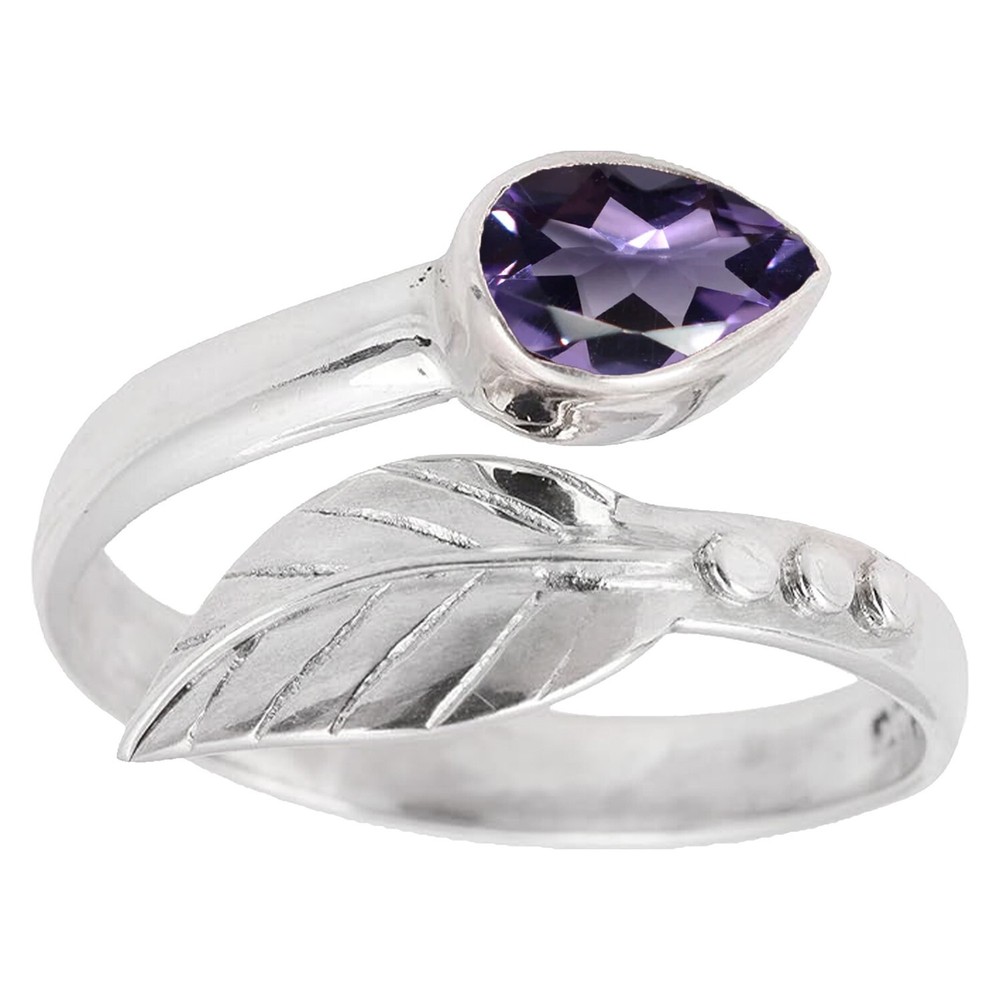 Leaf Ring Adjustable 925 Sterling Silver Handmade Boho Ring | Pear Shape Jewelry