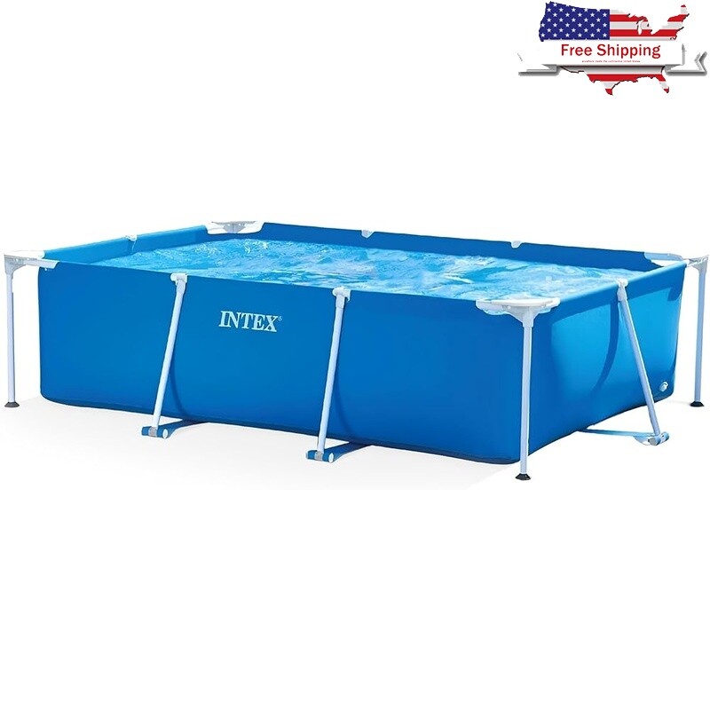 Rectangular Above Ground Pool Durable Frame Quick Drain Easy Setup Outdoor Fun