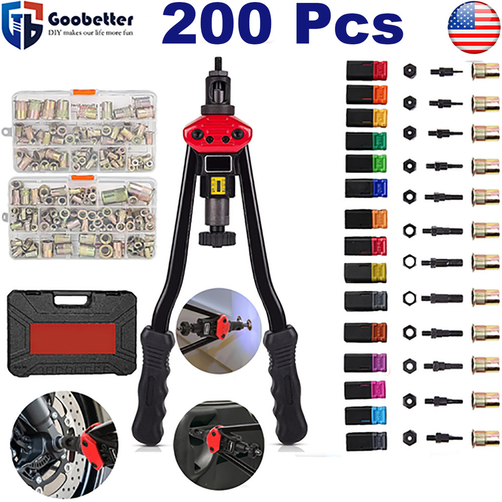 200PCS 16" Rivnut Tool Kit Metric & SAE Mandrels Hand Nutsert Rivet Tool Set