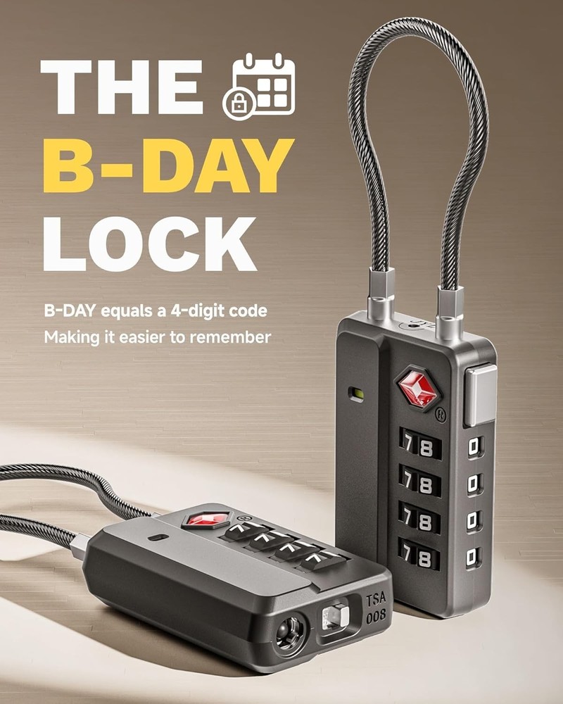 LUGGEX TSA Approved Luggage Locks, 4-Digit Combination Lock 2 Pack, Black