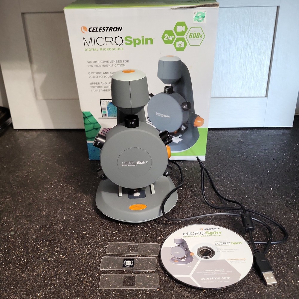 Celestron Micro Spin USB Digital Microscope Microspin 100X to 600X Magnification