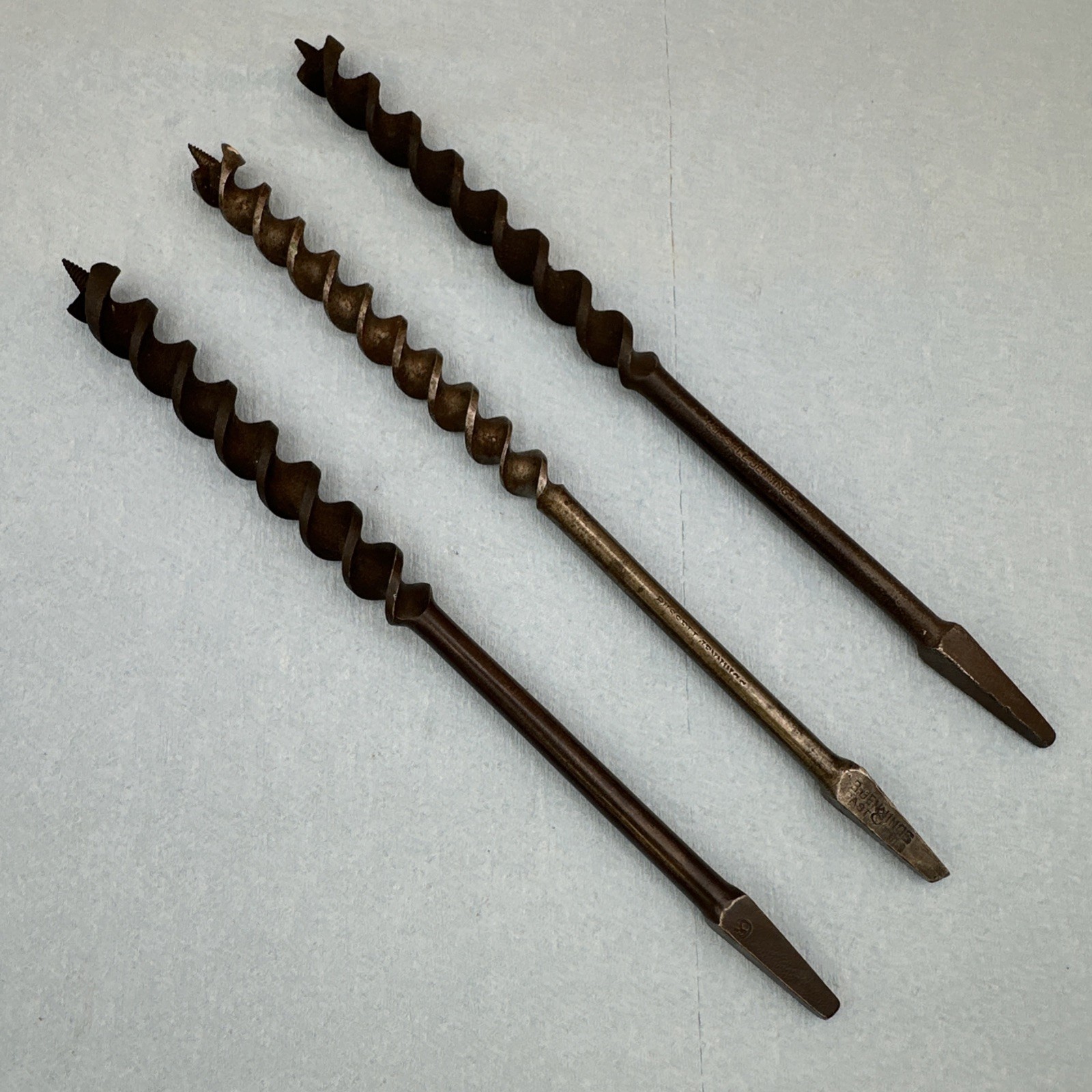 Three Cintage Russell Jennings Auger Bits