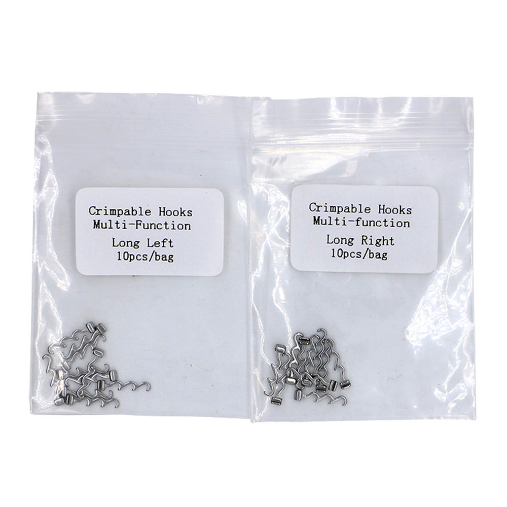 10 Bags Orthodontic Spiral Crimpable Hooks, Multi-Function Long Left Side 100pcs
