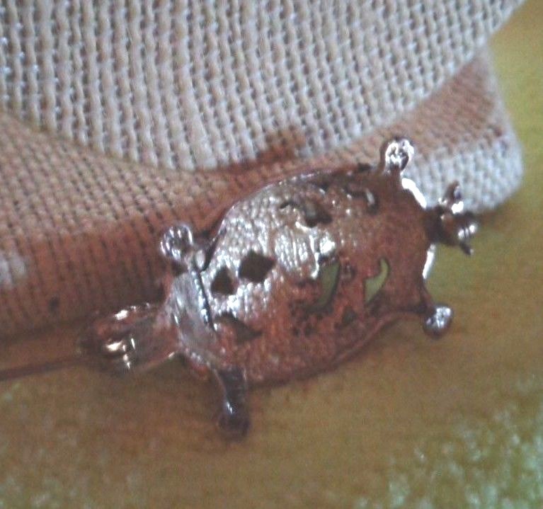 FANCY STERLING SILVER TURTLE BROOCH / PIN AND EARRING SET