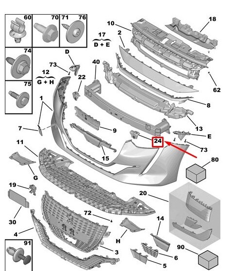 PEUGEOT 208 MK2 2019- LEFT FRONT BUMPER SUPPORT BRACKET MOUNT NEW GENUINE