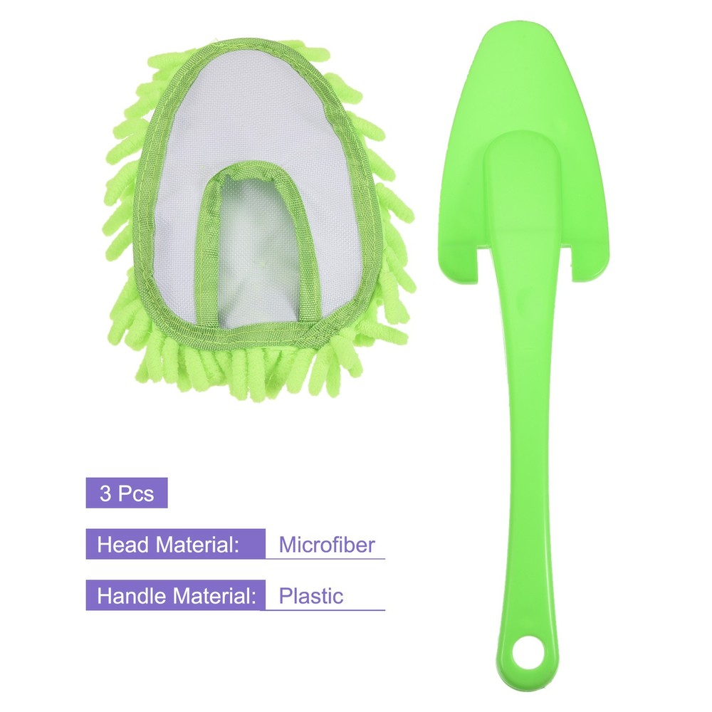 3Pcs Microfiber Chenille Duster Washable Cleaning Brush Dusting Tool Green