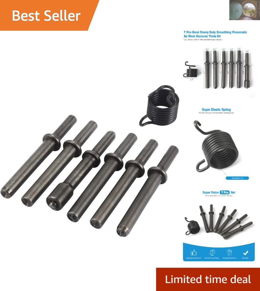 Efficient 7 Pcs Pneumatic Rivet Hammer Tool Kit - Versatile Metal Drilling