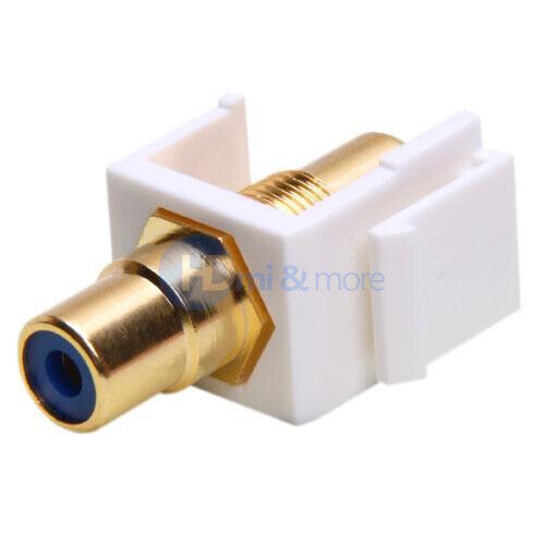 4x RCA Keystone Jack Modular RCA w/ Blue Center White