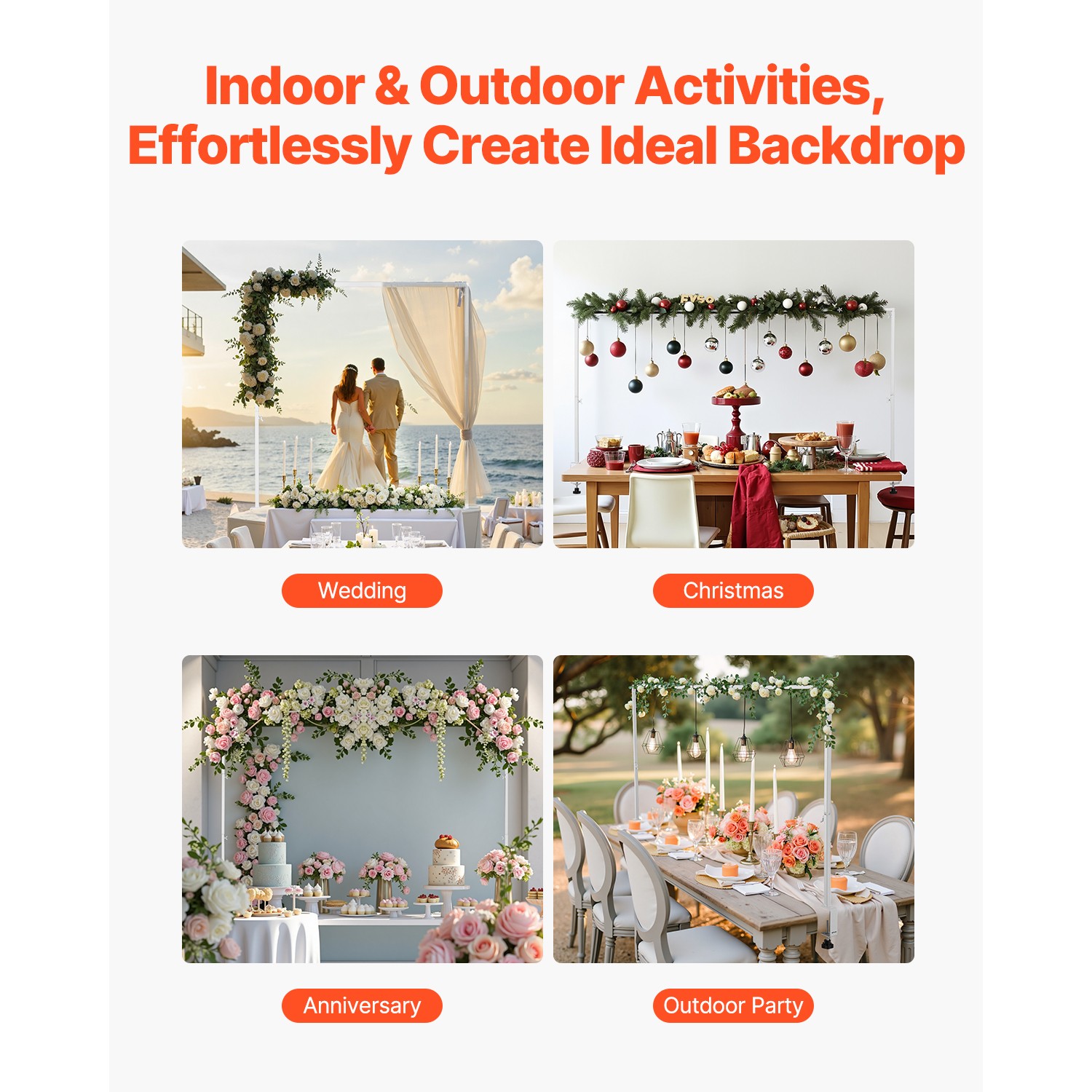 Over The Table Rod Stand with Clamps 28-98" Adjustable Metal Wedding Party Decor