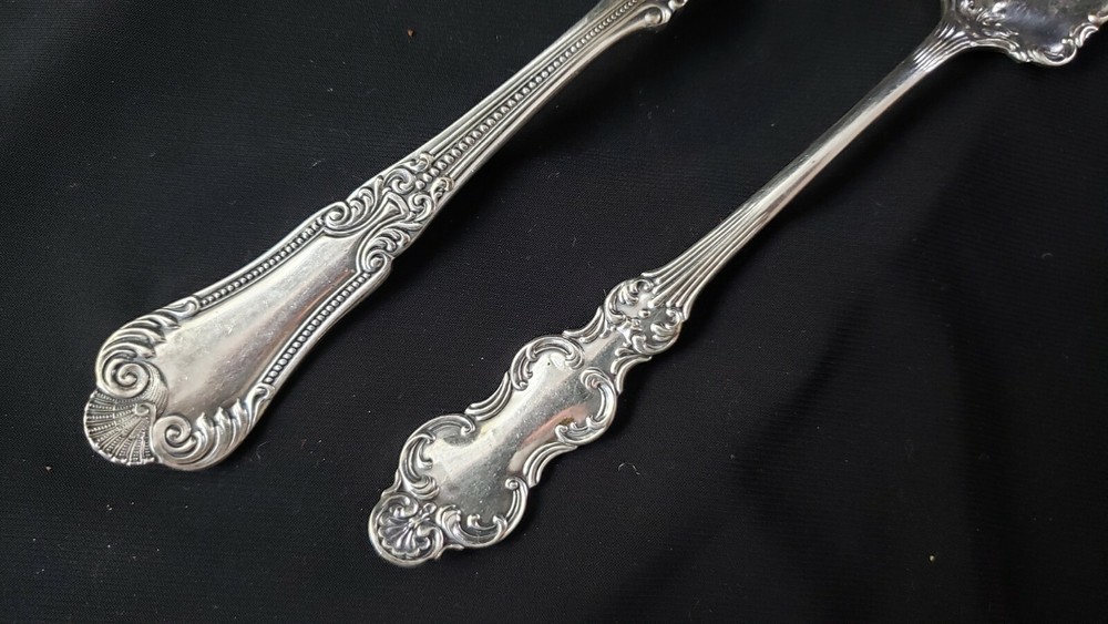 Vintage Rogers Large Serving Forks Victorian Silverplate Flatware (2)