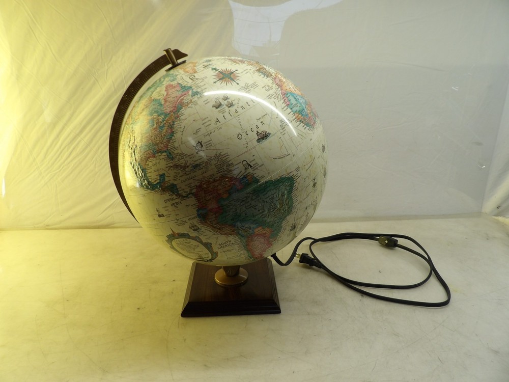 Vintage Replogle 12" Relief Lighted World Globe