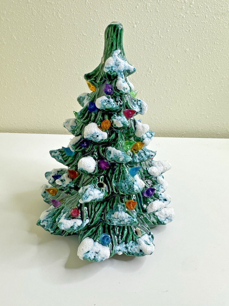 Small Ceramic Christmas Tree 7.5 in Tabletop Frosted