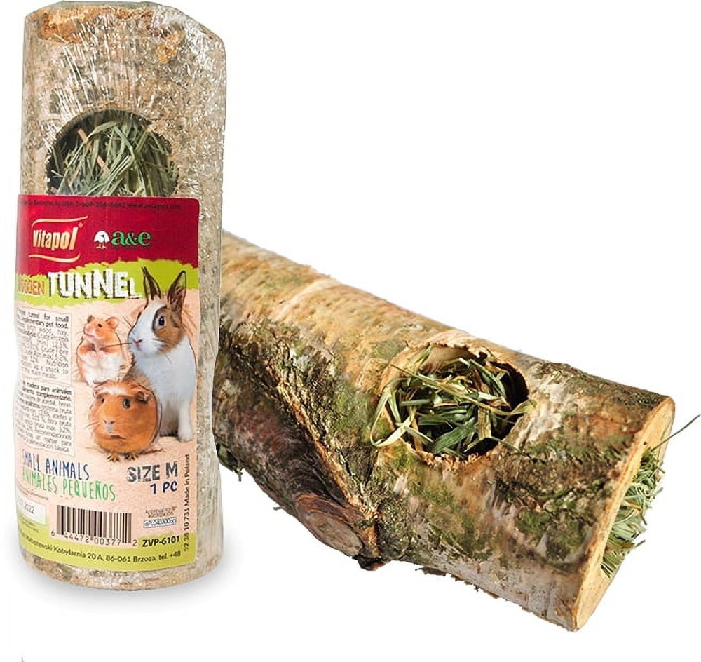 A&E Cage Small Animal Birch Tunnel with Hay - Medium