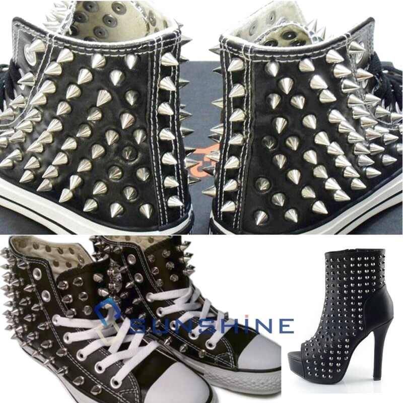 10/20/50/100/200PCS 10mm/26mm Metal Silver Studs Cone Rivets Screw Bullet Spikes