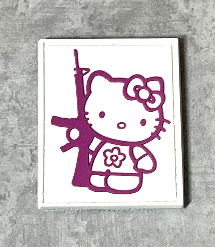 Hello Kitty Gun Tactical PVC Patch, Morale AK-47 Rubber PVC Patch