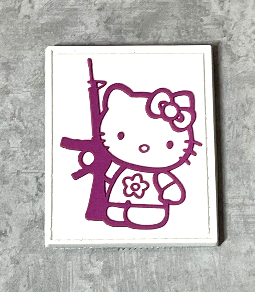 Hello Kitty Gun Tactical PVC Patch, Morale AK-47 Rubber PVC Patch