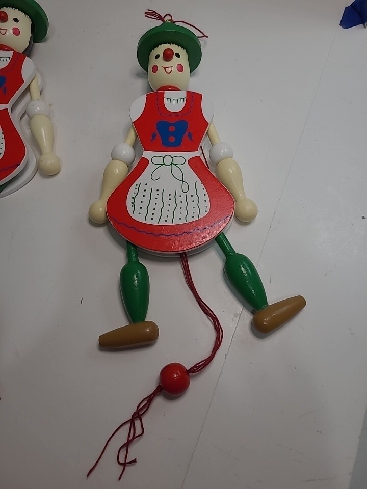 Wooden Pull String Toy Jumping Jack Figure Pull String Marionette