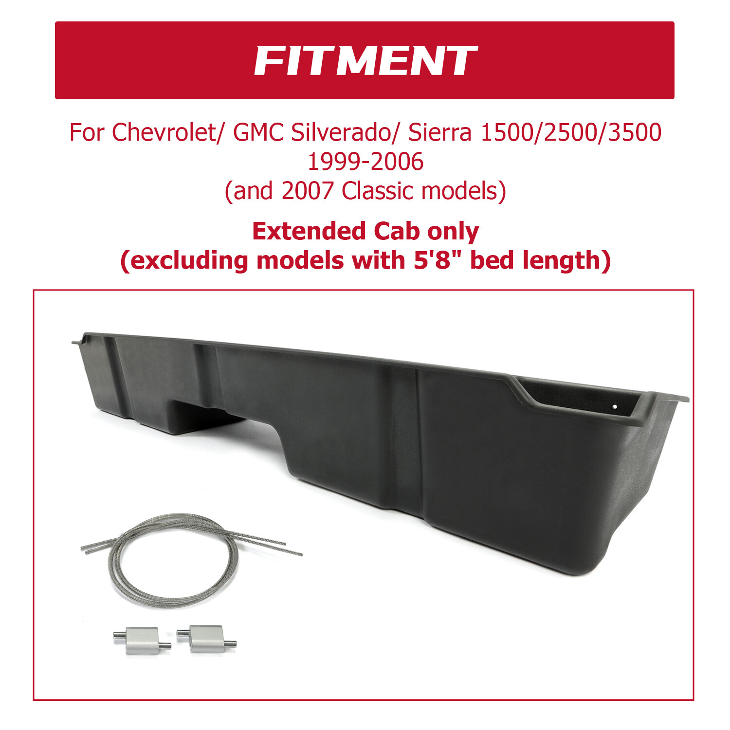 Under seat Storage Box 99-06 fits Chevy/GMC Silverado/Sierra Extended Cab 4-Door