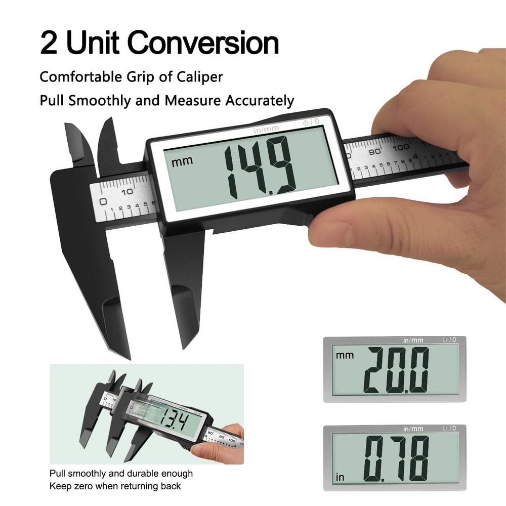 Caliper Measuring Tool, Digital Caliper Outside Micrometer Large Screen,6Inch