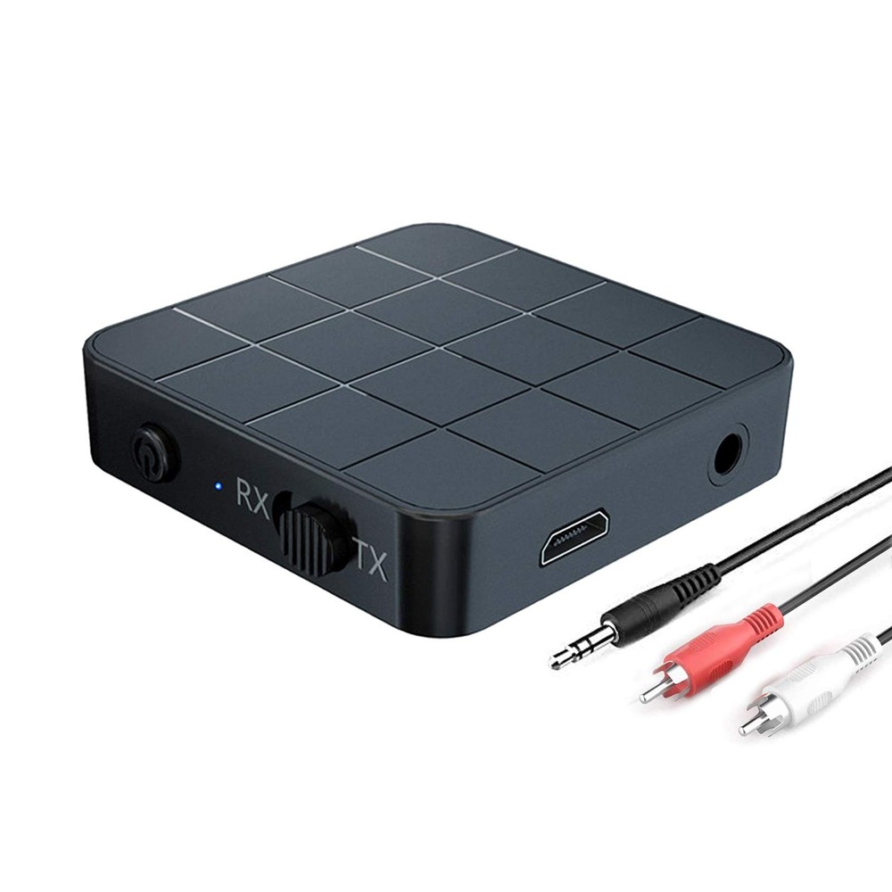 Bluetooth 5.0 Audio Transmitter Receiver Adapter, 2-in-1 Wireless 3.5mm aptX ...