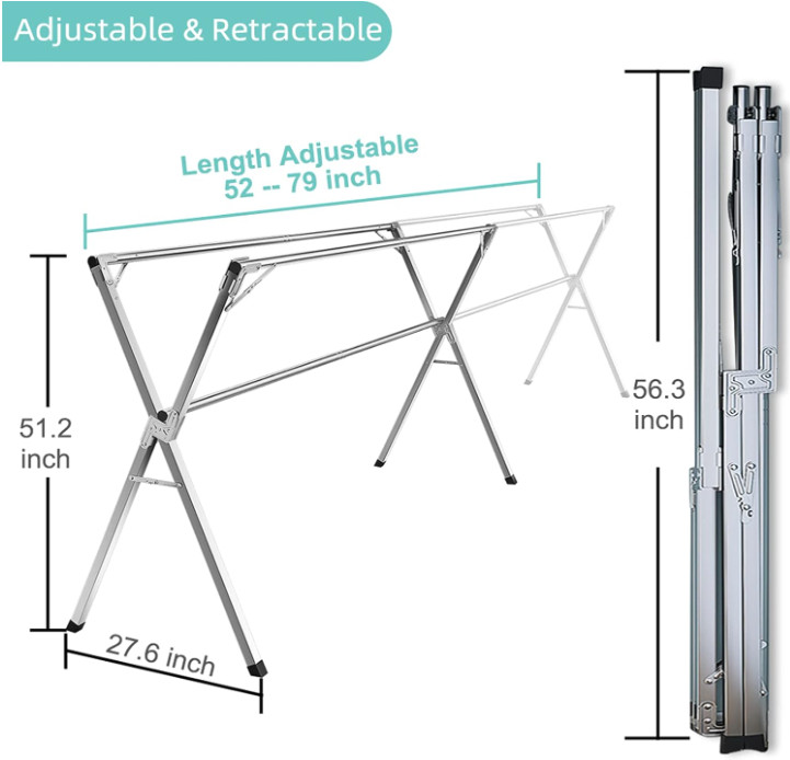 tendedero de ropa plegable portatil para interior colgador,ajustable, 79 Nuevo
