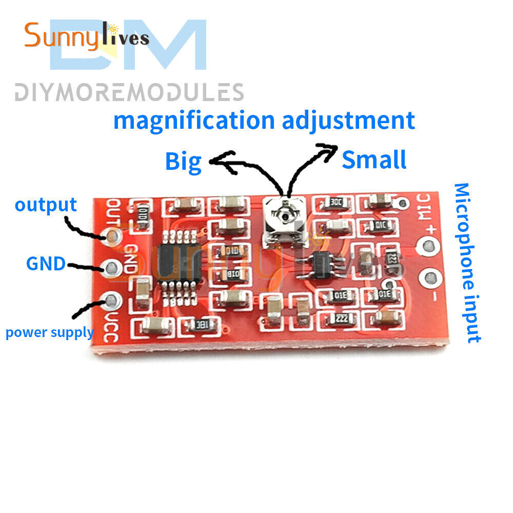 MAX4466 Electret Microphone Preamplifier Module W/ SSM2167 Voice Compression