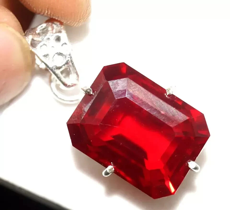 27 Ct Natural Red Ruby Emerald Cut  Pendant AGL Certified Gemstone