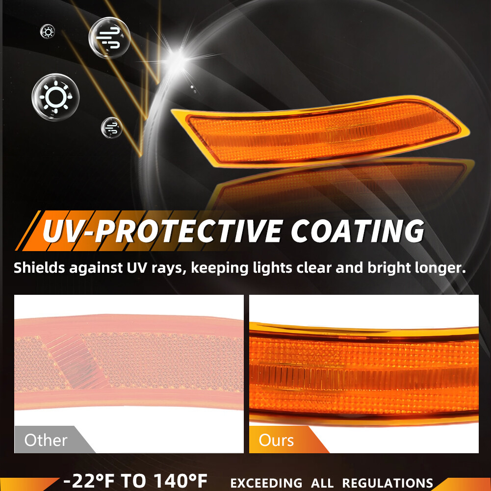 2X Amber Lens Front Bumper Side Marker Lights Set For 2013-2017 Cadillac XTS