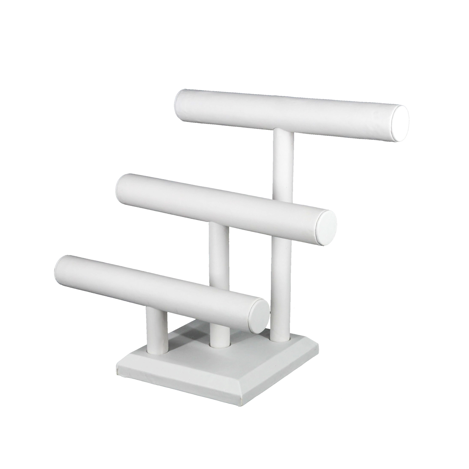 SSWBasics- White Faux Leather 3 Tier Jewelry Display - Bracelet Holder