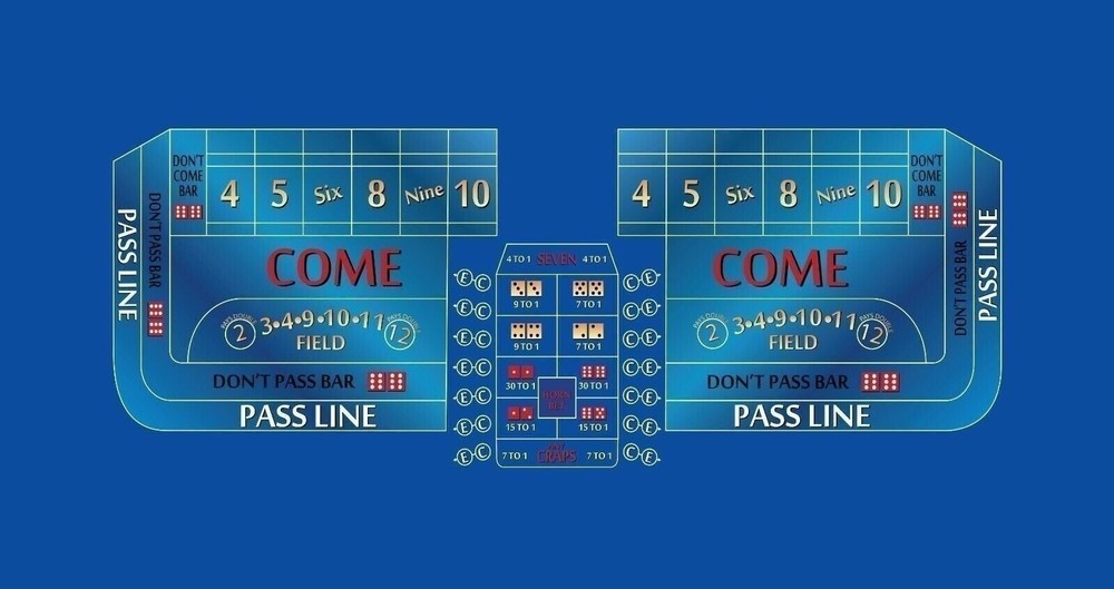 Craps Table Layout Felt - 8 Foot Blue