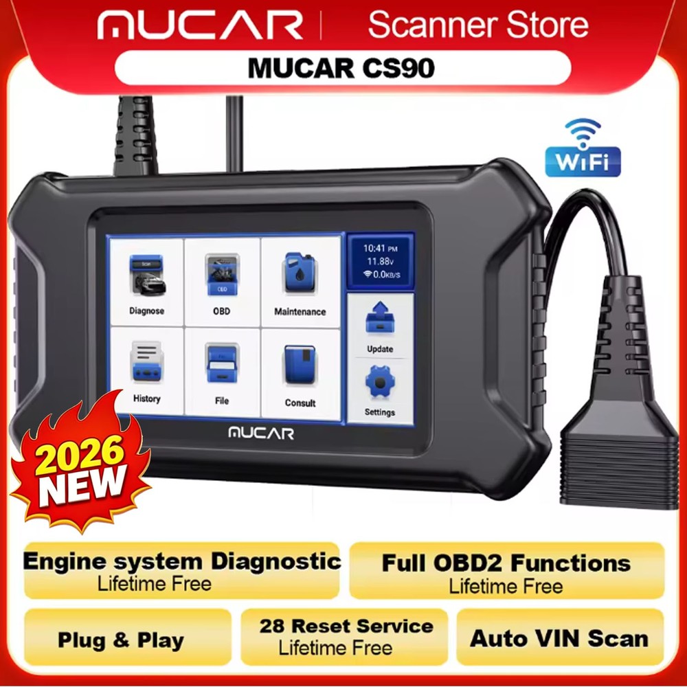 MUCAR CS90 OBD2 Scanner Check Engine Fault Code Reader 28 Resets Diagnostic Tool