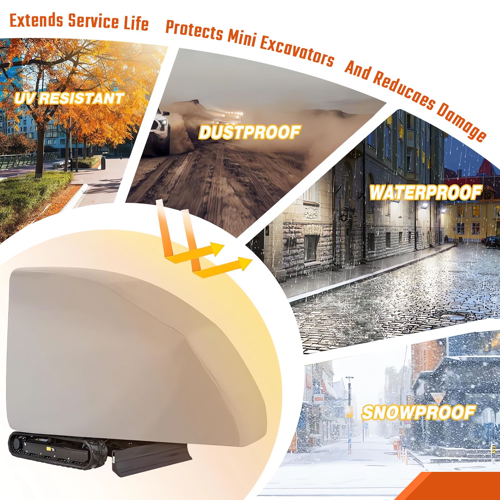 Full Cover For Mini Excavators Outdoor Waterproof UV Snow Mini Excavator Cover