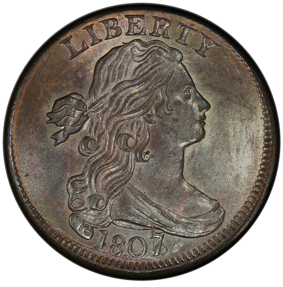 1807/6 DRAPED BUST 1C PCGS MS 66 BN