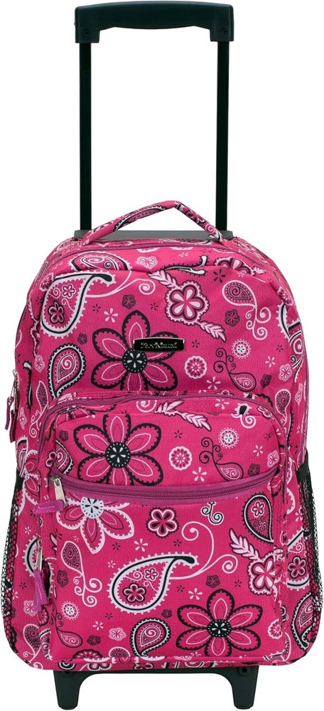 Double Handle Rolling Backpack Black Dot 17