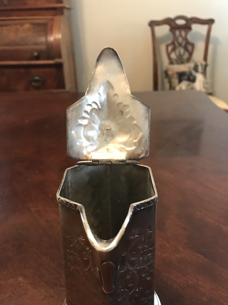 Antique Victorian Silver Plate Syrup Pitcher Engraved