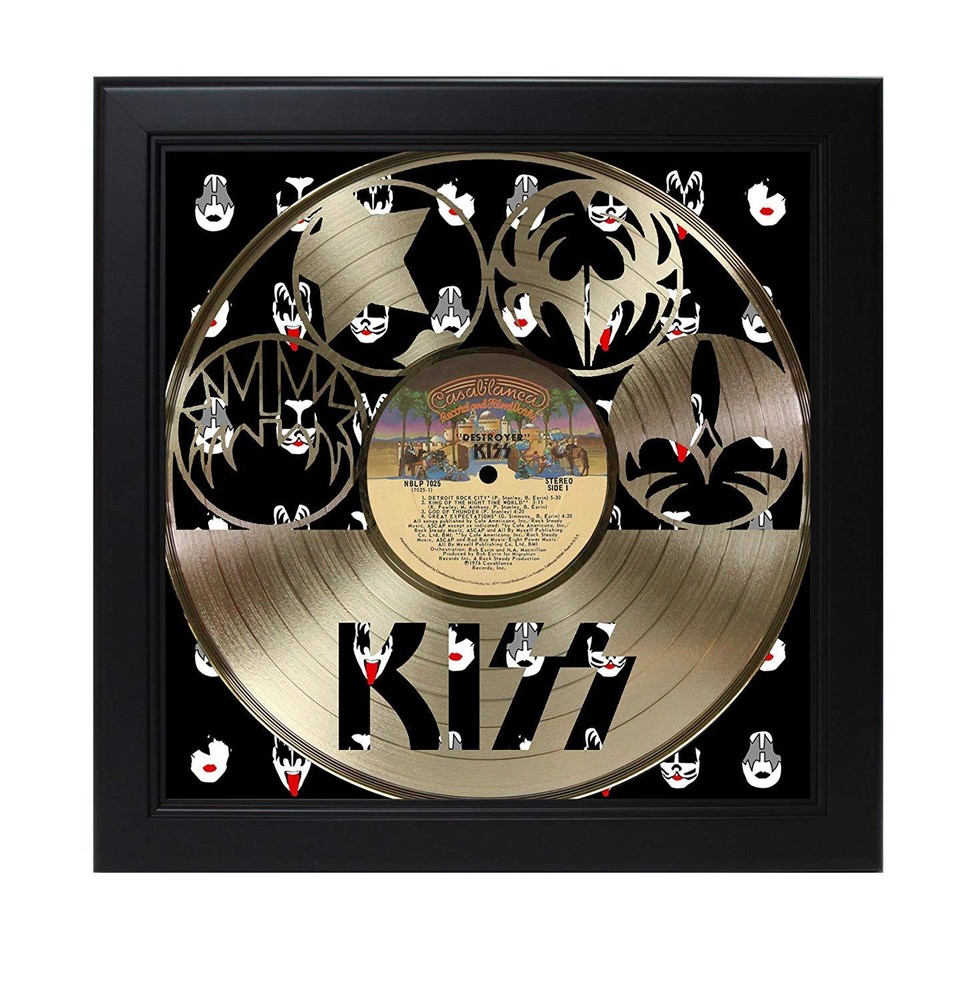 Kiss Laser Cut Record With Poster Art Shadowbox C3