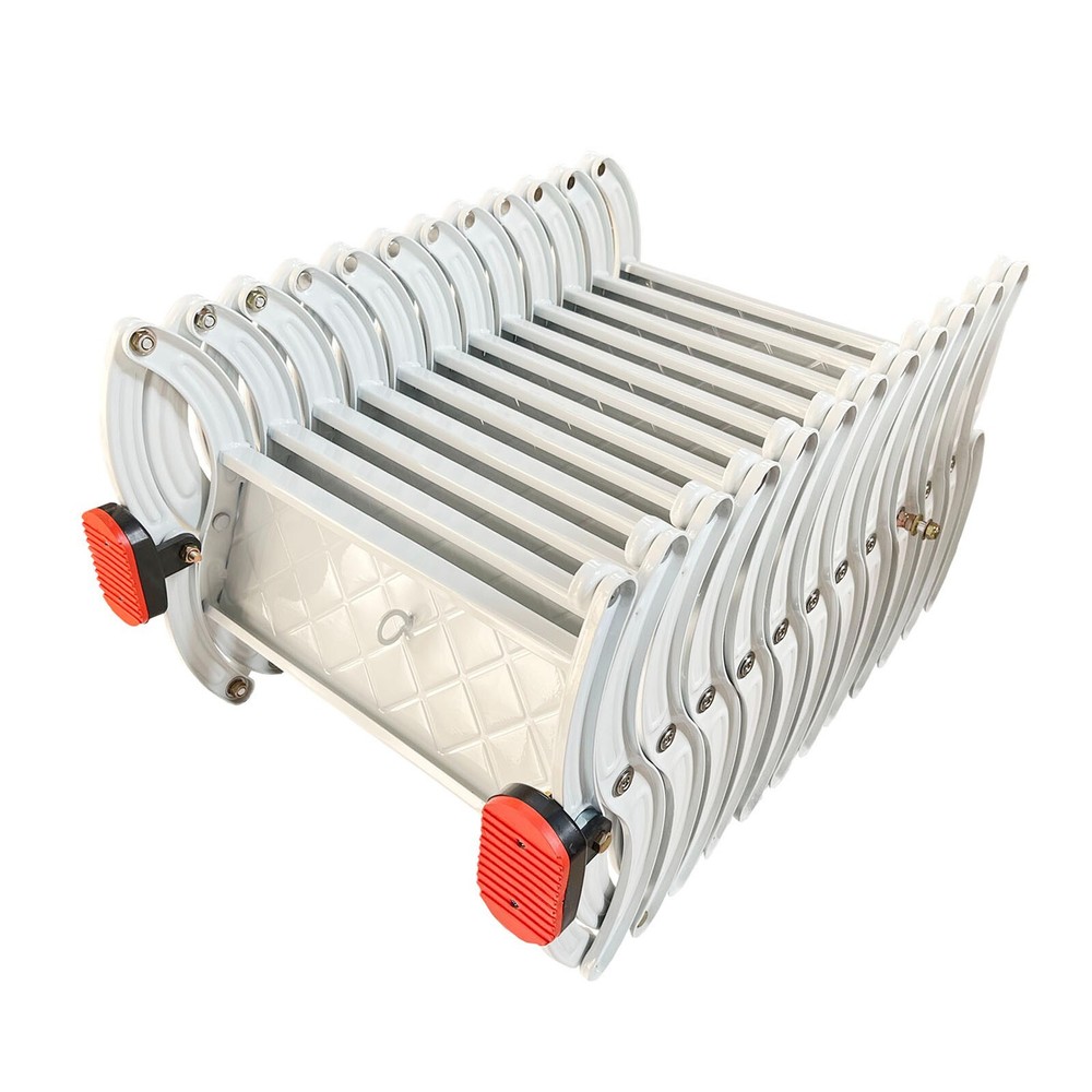 White Attic Pull Down Ceiling Ladder Stairs Folding Telescoping 600lbs 12 Steps