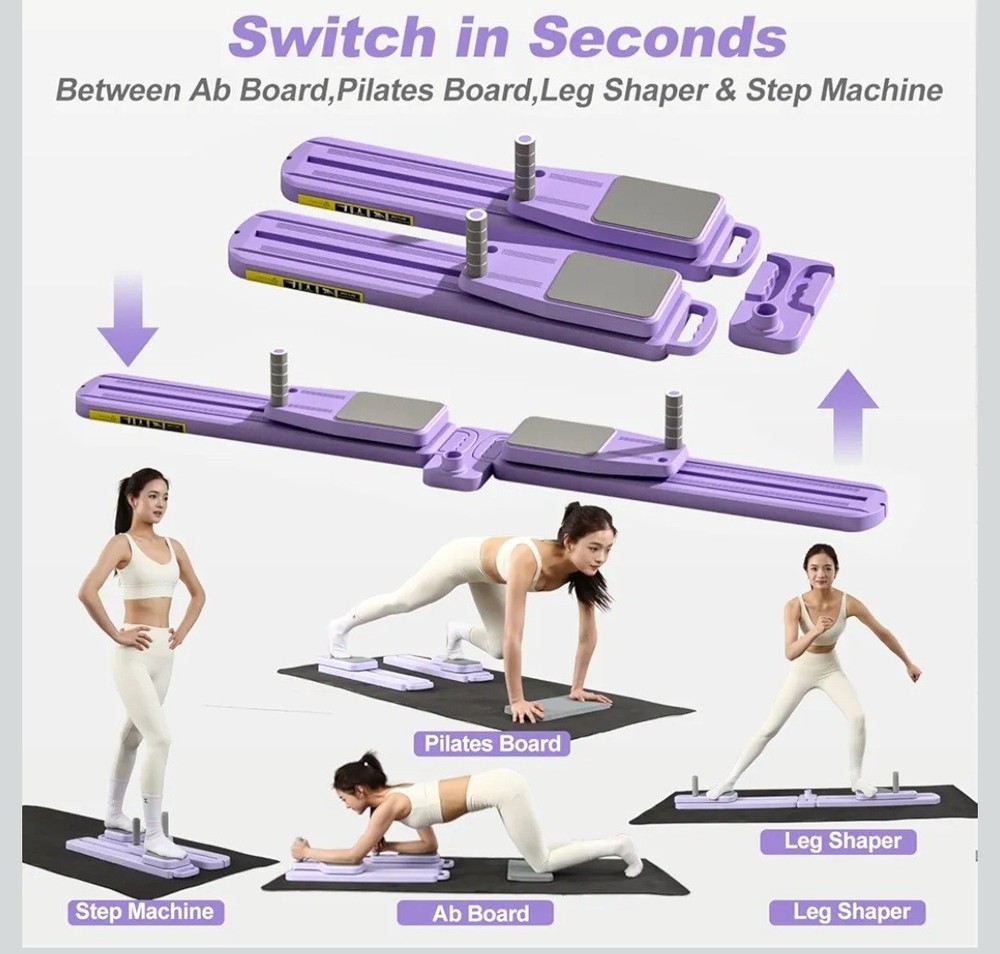 RUNWE Adjustable Split Foldable Pilates Board Purple Multifunctional