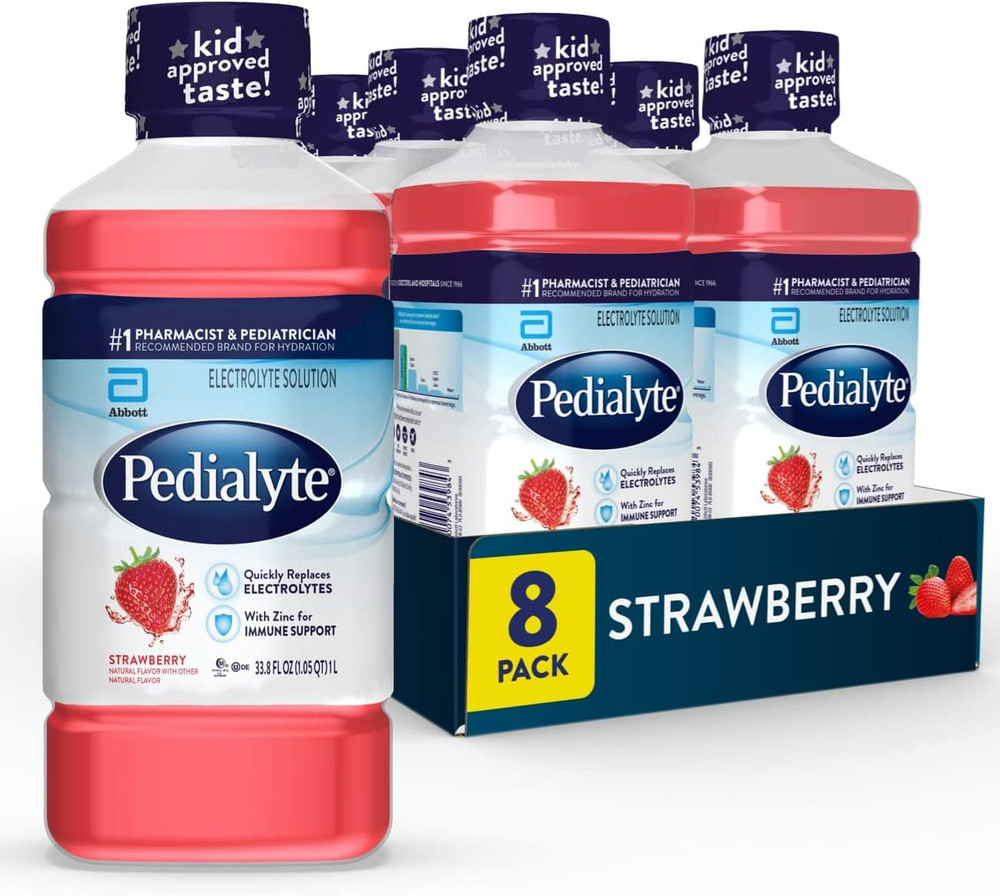Electrolyte Solution, Strawberry, Hydration Drink, 8 Bottles, 1 Liter Each